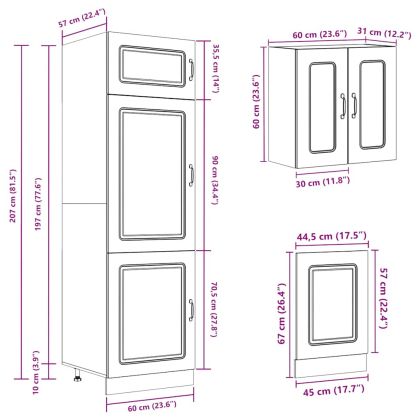 Комплект кухненски шкафове от 8 части Kalmar, инженерно дърво
