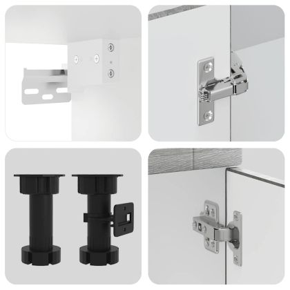 Комплект кухненски шкафове от 4 части "Porto", сив, инженерно дърво сонома