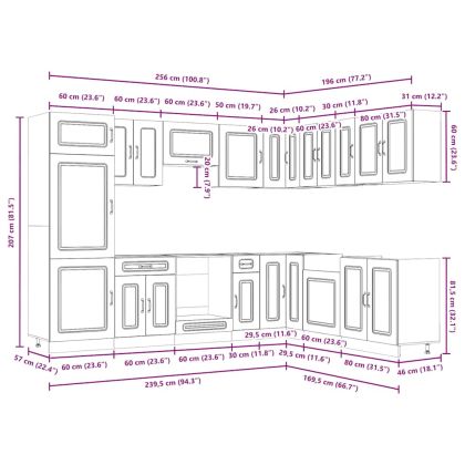 Комплект кухненски шкафове от 14 части Kalmar, инженерно дърво
