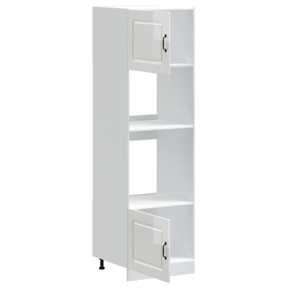 Шкафове за фурна, 2 бр. "Kalmar", гланцово бяло, инженерно дърво