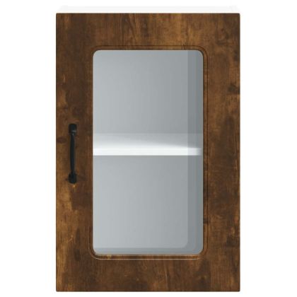 Кухненски стенен шкаф със стъклена врата "Kalmar" опушен дъб, инженерна дървесина