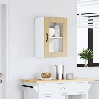 Кухненски стенен шкаф със стъклена врата "Kalmar" дъб сонома, инженерно дърво