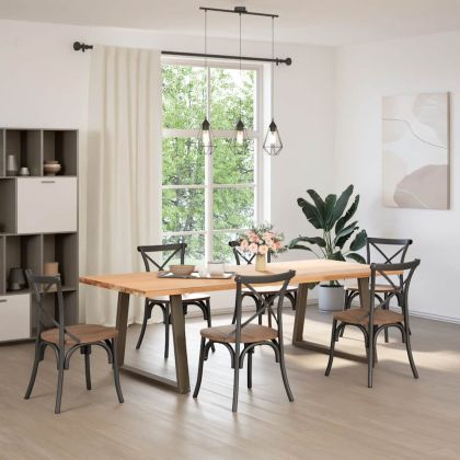 Крака за трапезна маса, V-образни, 2 бр., естествена стомана, 90 x (72-73,3) см, стомана