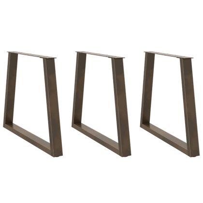 Крака за трапезна маса, V-образни, 3 бр., естествена стомана, 70 x (72-73,3) см, стомана