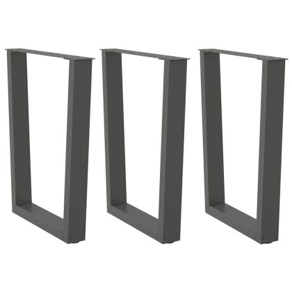 Крака за трапезна маса, V-образни, 3 бр., антрацит, 70x(72-73,3) см, стомана