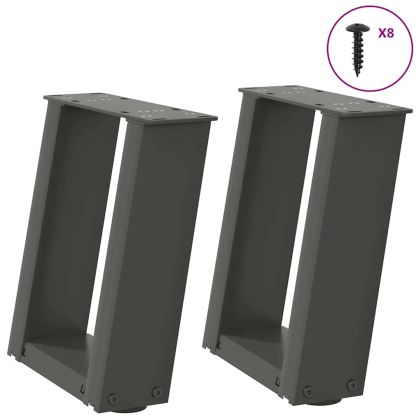 Крака за масичка за кафе, U-образни, 2 бр., антрацит, 30x(30-31) см, стомана