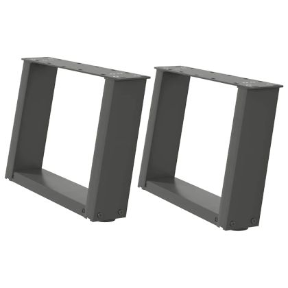 Крака за масичка за кафе, U-образни, 2 бр., антрацит, 50x(30-31) см, стомана