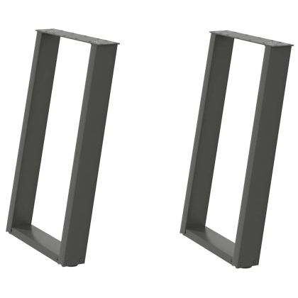 Крака за трапезна маса, U-образни, 2 бр., антрацит, 60x(72-73) см, стомана