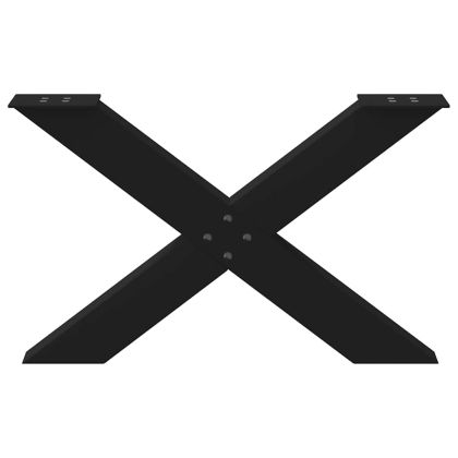 Крака за масичка за кафе, X-образни, 2 бр., черни, 70 x (42-43) см, стомана