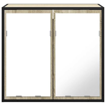 Шкаф за баня с огледало, дъб сонома, 65x20x60 см, инженерно дърво