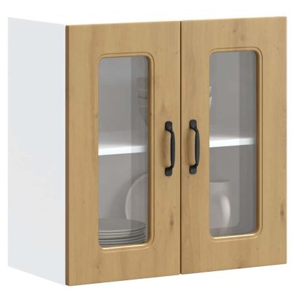 Кухненски стенен шкаф със стъклена врата "Kalmar" от дъб Artisan, инженерна дървесина