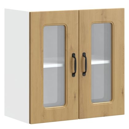 Кухненски стенен шкаф със стъклена врата "Kalmar" от дъб Artisan, инженерна дървесина