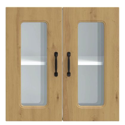 Кухненски стенен шкаф със стъклена врата "Kalmar" от дъб Artisan, инженерна дървесина