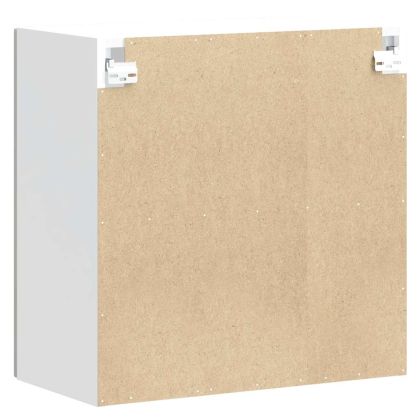 Кухненски стенен шкаф със стъклена врата "Kalmar" с висок гланц, бяло инженерно дърво