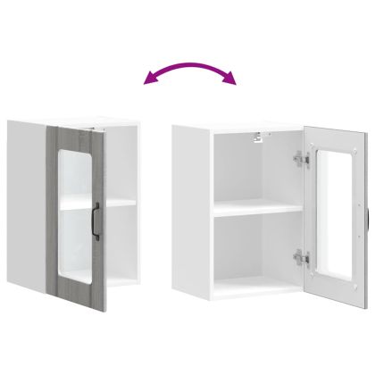 Кухненски стенен шкаф със стъклена врата Lucca сив сонома