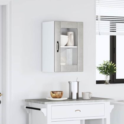 Кухненски стенен шкаф със стъклена врата Lucca бетонно сив