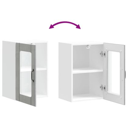 Кухненски стенен шкаф със стъклена врата Lucca бетонно сив