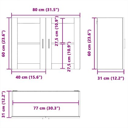 Кухненски стенен шкаф със стъклена врата Porto опушен дъб