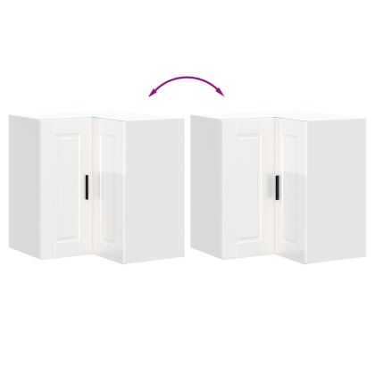 Кухненски стенен ъглов шкаф Porto, бял гланц, инженерно дърво