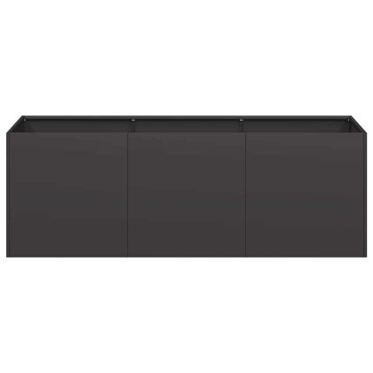 Саксия за цветя, черна, 120x40x40 см, студено валцувана стомана