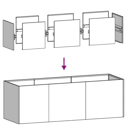 Саксия за цветя, черна, 120x40x40 см, студено валцувана стомана