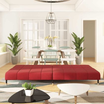 2-местно разтегателно канапе, виненочервено, кадифе