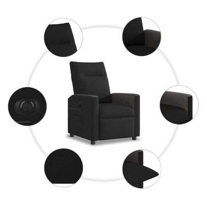 Електрически стол реклайнер, черен, текстил