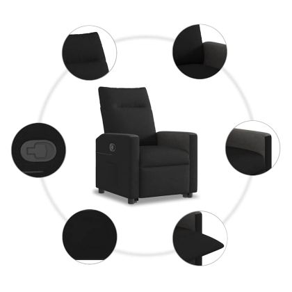 Изправящ реклайнер стол, черен, текстил