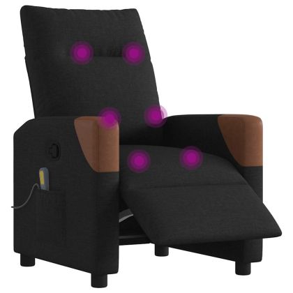 Електрически масажен наклоняем стол, черен, текстил