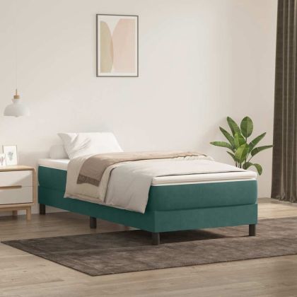 Box Spring Легло без матрак Тъмнозелено 80x220 cm Кадифе