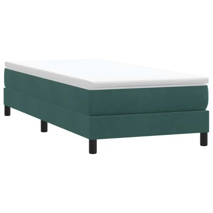 Box Spring Легло без матрак Тъмнозелено 80x220 cm Кадифе
