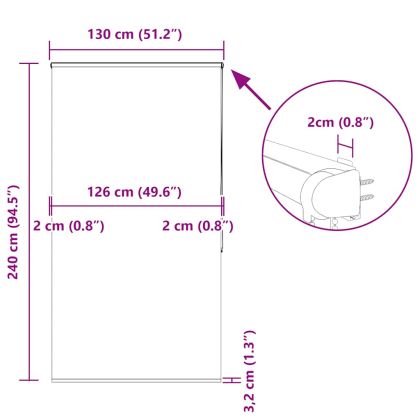 Ролетна щора за душ с касета 130x240 см Ширина на плата 126 см