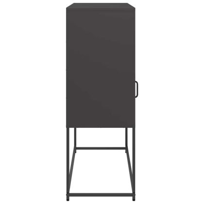 Бюфет, черен, 100,5x39x107 см, студеновалцувана стомана