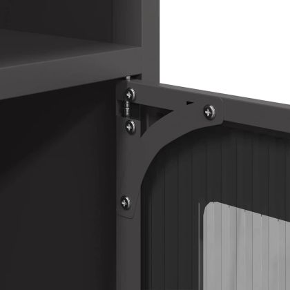 Бюфет, черен, 100,5x39x107 см, студеновалцувана стомана