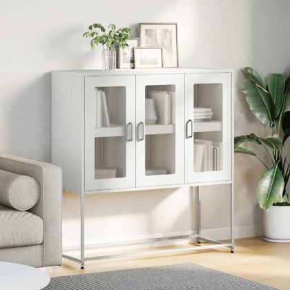 Бюфет, бял, 100,5x39x107 см, студеновалцувана стомана