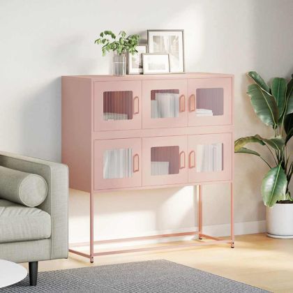 Бюфет, розов, 100,5x39x107 см, студеновалцувана стомана