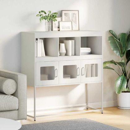 Бюфет, бял, 100,5x39x107 см, студеновалцувана стомана