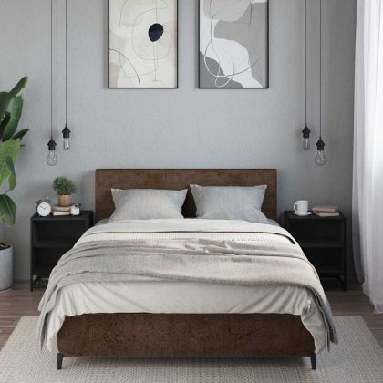 Нощни шкафчета 2 бр. черни 40x31x50 cm Изработено дърво и метал