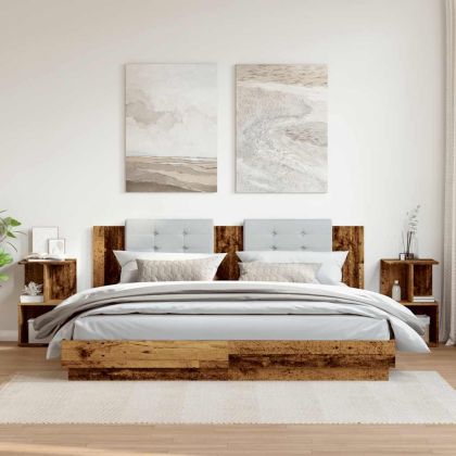 Нощни шкафчета, 2 бр, старо дърво, 35x35x55 см, ПДЧ