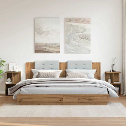 Нощни шкафчета 2 бр дъб артизан 35x35x55 см инженерно дърво