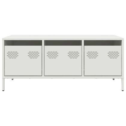 Маса за кафе, бяла, 101,5x50x43,5 см, студеновалцувана стомана