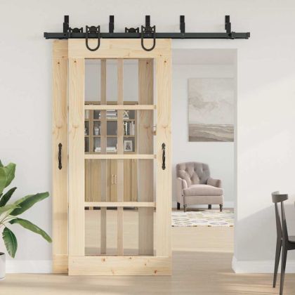 Комплект механизъм за плъзгаща врата, 183 см, стомана, черен