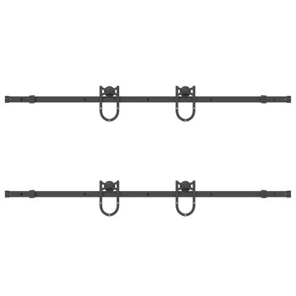 Комплект механизъм за плъзгаща врата, 183 см, стомана, черен