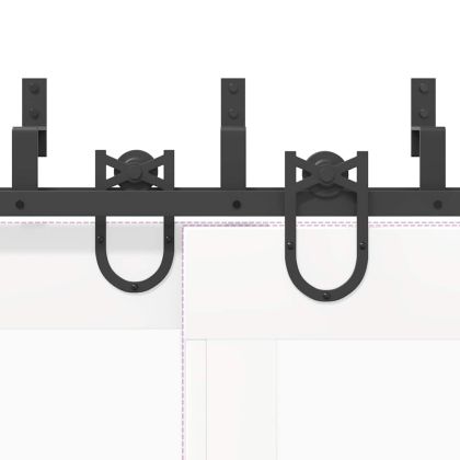 Комплект механизъм за плъзгаща врата, 183 см, стомана, черен