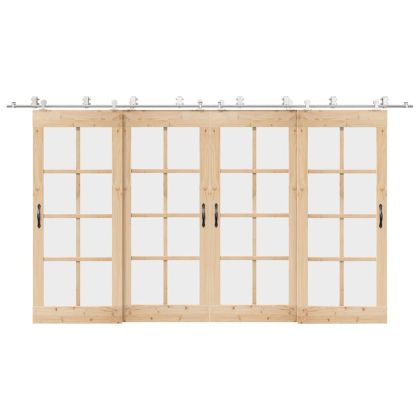 Механизъм за плъзгаща врата 400 см неръждаема стомана сребрист