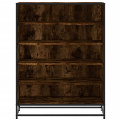 Шкаф за обувки опушен дъб 75x38x97,5cm Обработено дърво и метал