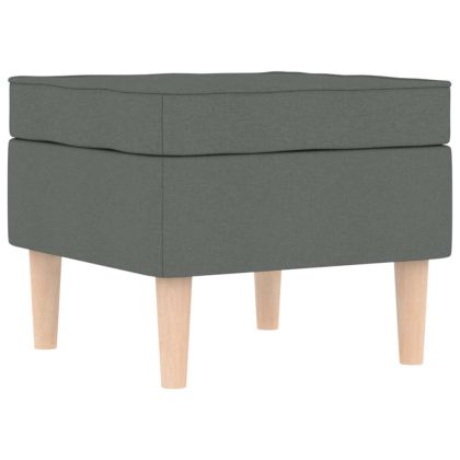 Фотьойл с табуретка за крака, тъмносив, текстил