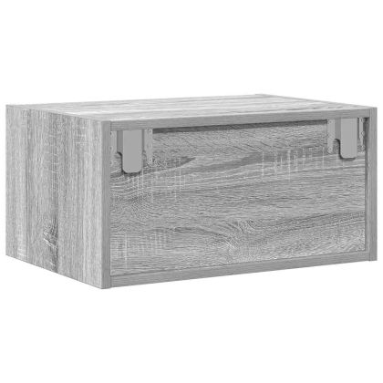 Нощно шкафче за стена с LED осветление, сив сонома