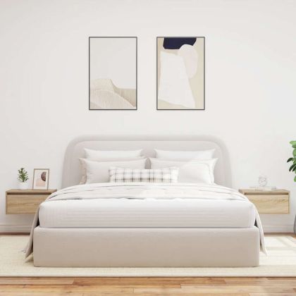 Нощни шкафчета за стена с LED осветление, 2 бр, сонома дъб