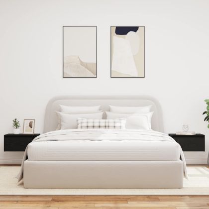 Нощни шкафчета за стена с LED осветление, 2 бр, Черен дъб